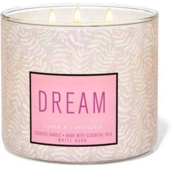 original bath and body works dream scented candle linen and lavender