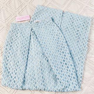 Pretty LOVE BONITO Origami Lace Pencil Skirt Baby Blue