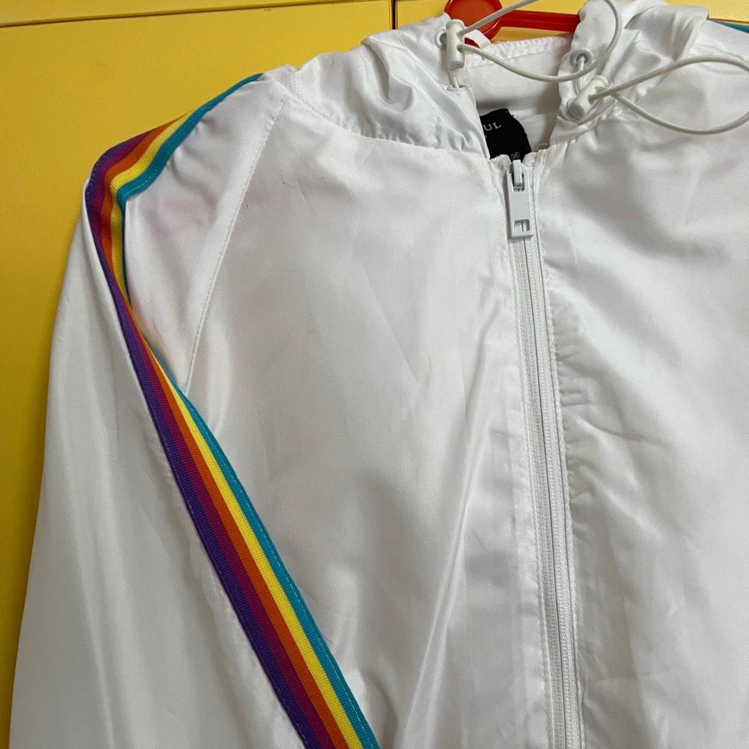 White rainbow clearance windbreaker