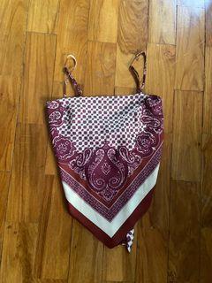 red and white silk bandana top with straps