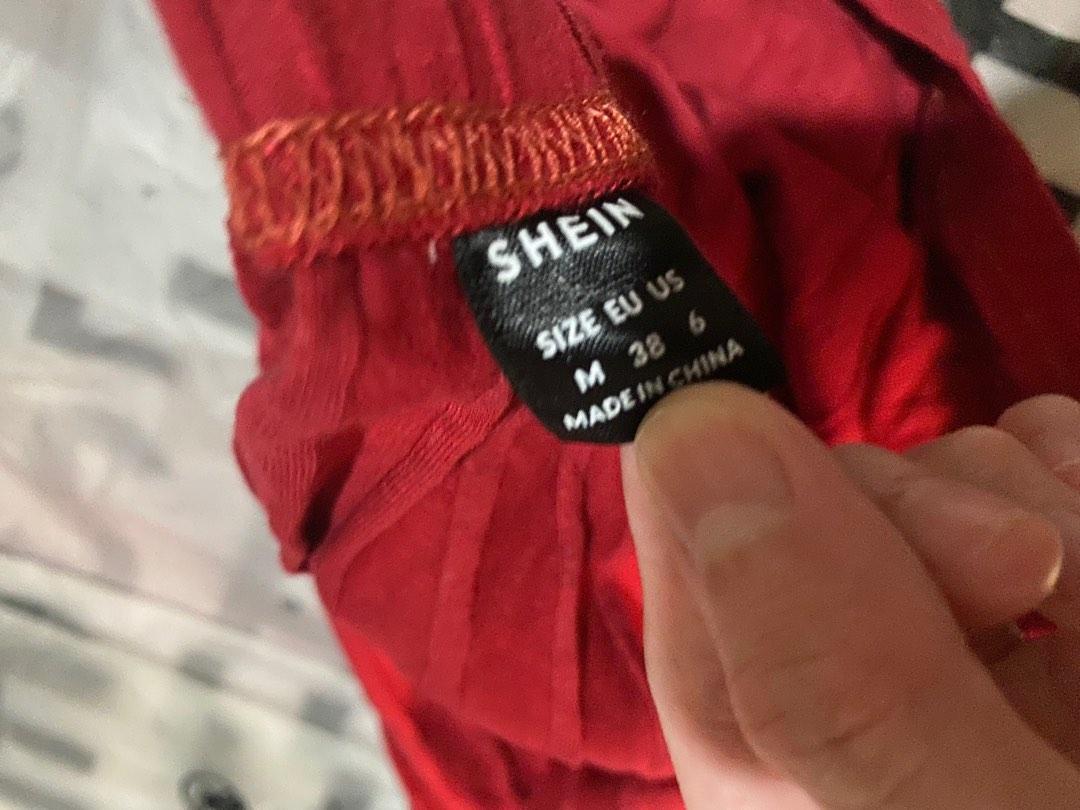 Shein Red knitted mini skirt (Category: Skirts) located in Quezon City. Submitted by hoftroy (Listing ID 1192553031, Image 3). Description: S-M .