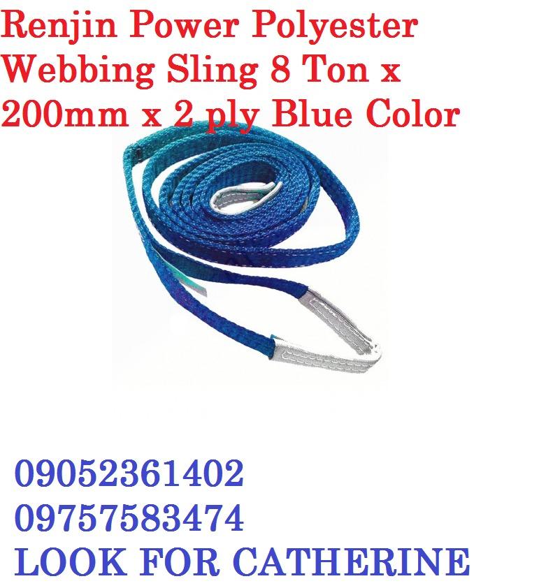 Renjin Power Polyester Webbing Sling 8 Ton x 200mm x 2 ply Blue Color ...