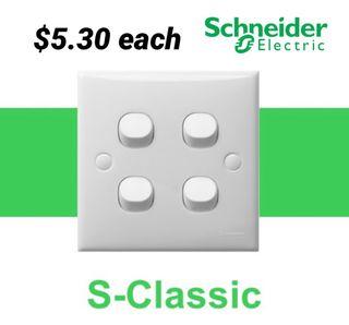 Schneider Clipsal E34/1/2AR Four Gang One Way Switch.