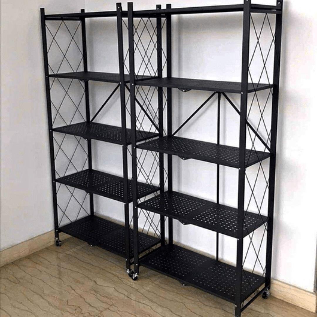 Shelving Unit No Screws Assembly, Folding Metal Storage Shelves with