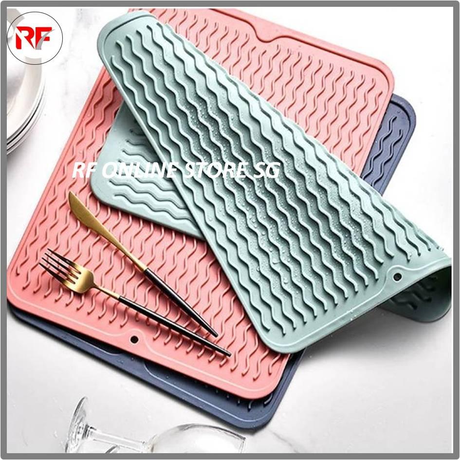 1PC Kitchen Silicone Dish Drying Mat Heat Resistant Draining Tableware  Dishwasher Durable Cushion Pad Dinnerware Table Mat Placemat