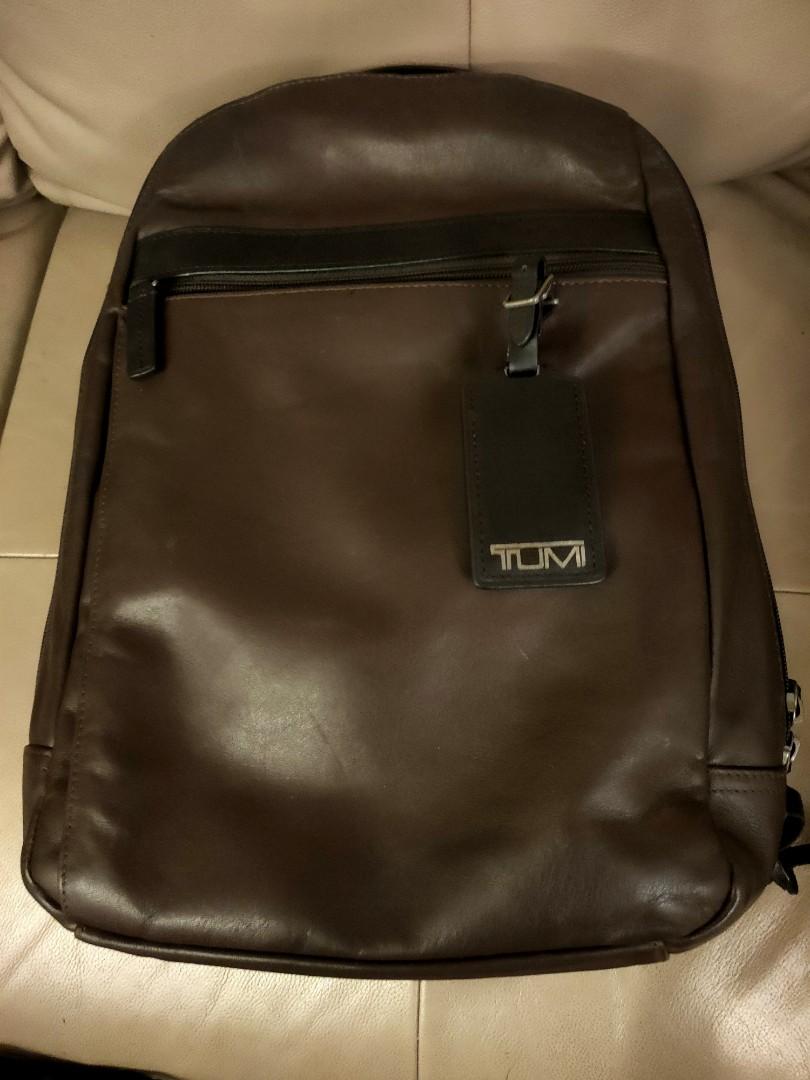 TUMI Genuine Leather Business Backpack, Men's Fashion, Bags, Backpacks on Carousell