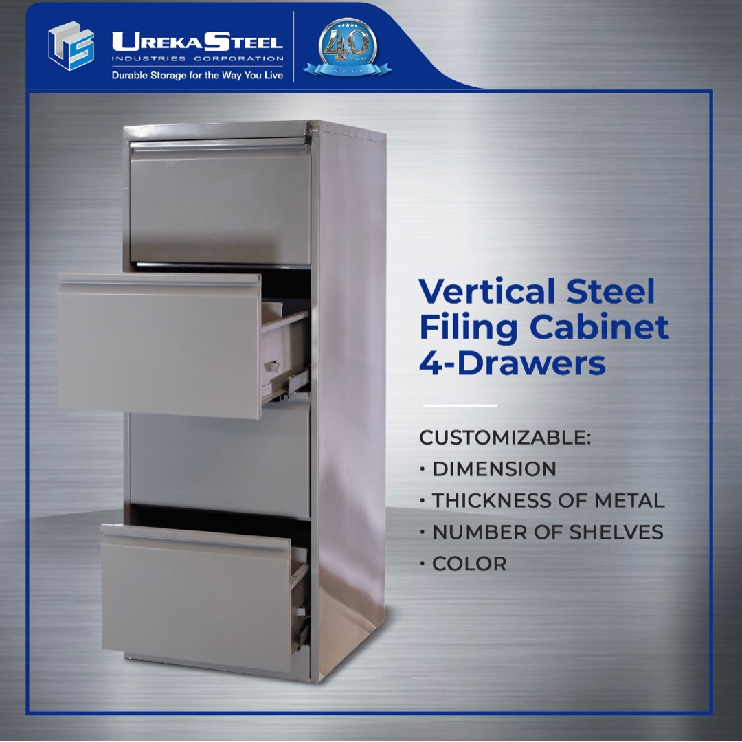Vertical Steel Filing 4 Drawers, Furniture & Home Living