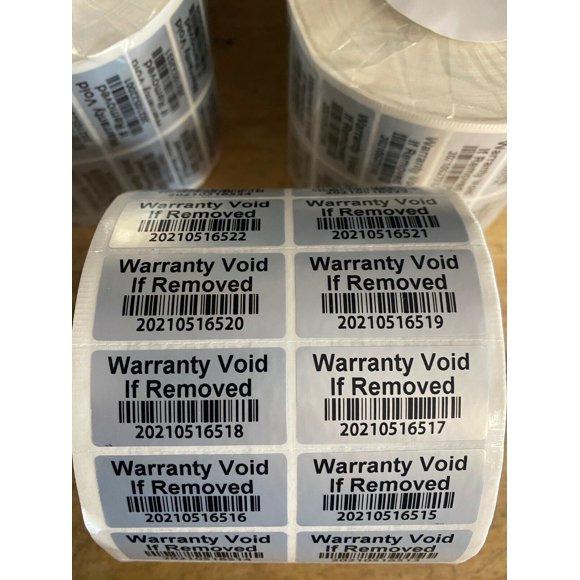 Void Warranty Sticker with Custom Print or Barcode, Commercial