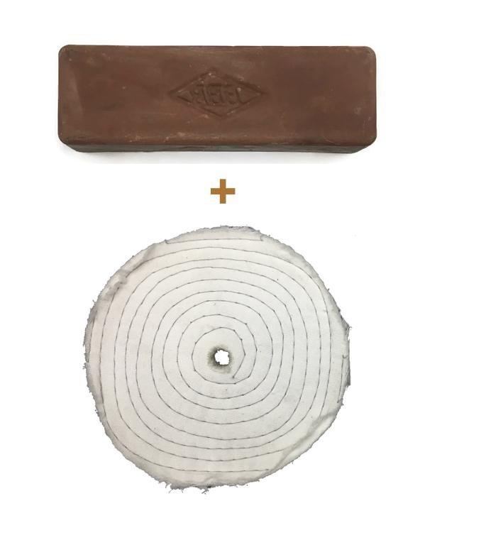 1 set Brown Tripoli Buffing Compound with 6" Buffing Cloth Wheel