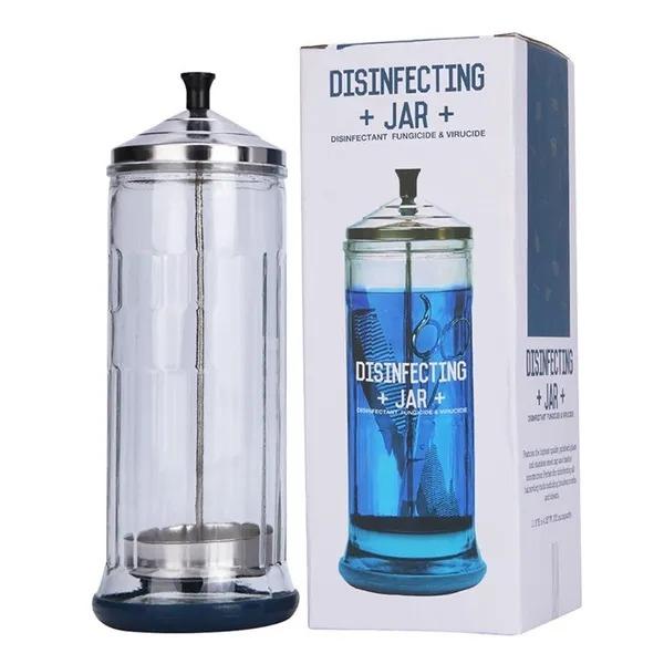2604) Premium barber disinfectant jar comb disinfectant, jar