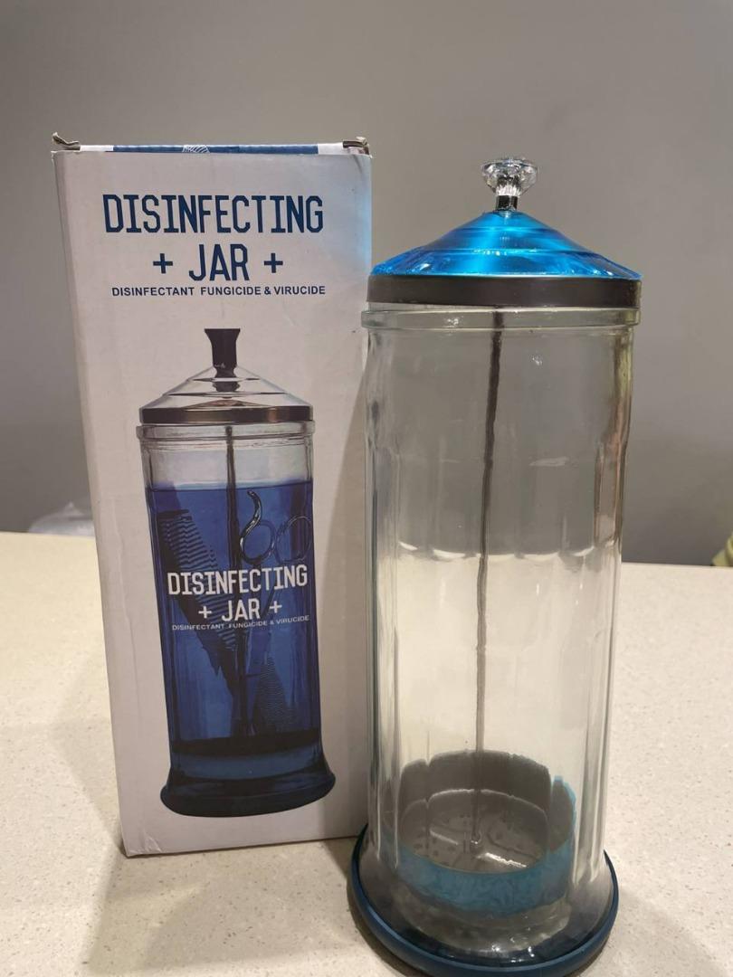 2604) Premium barber disinfectant jar comb disinfectant, jar