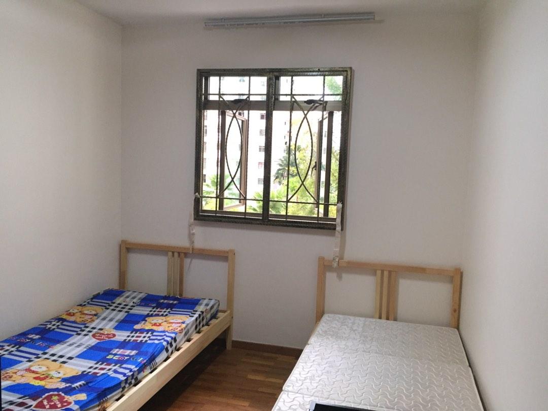 2 set of IKEA single bed frame + IKEA study table, Furniture & Home