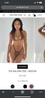 437 Mocha Brown Swim Top Size xs