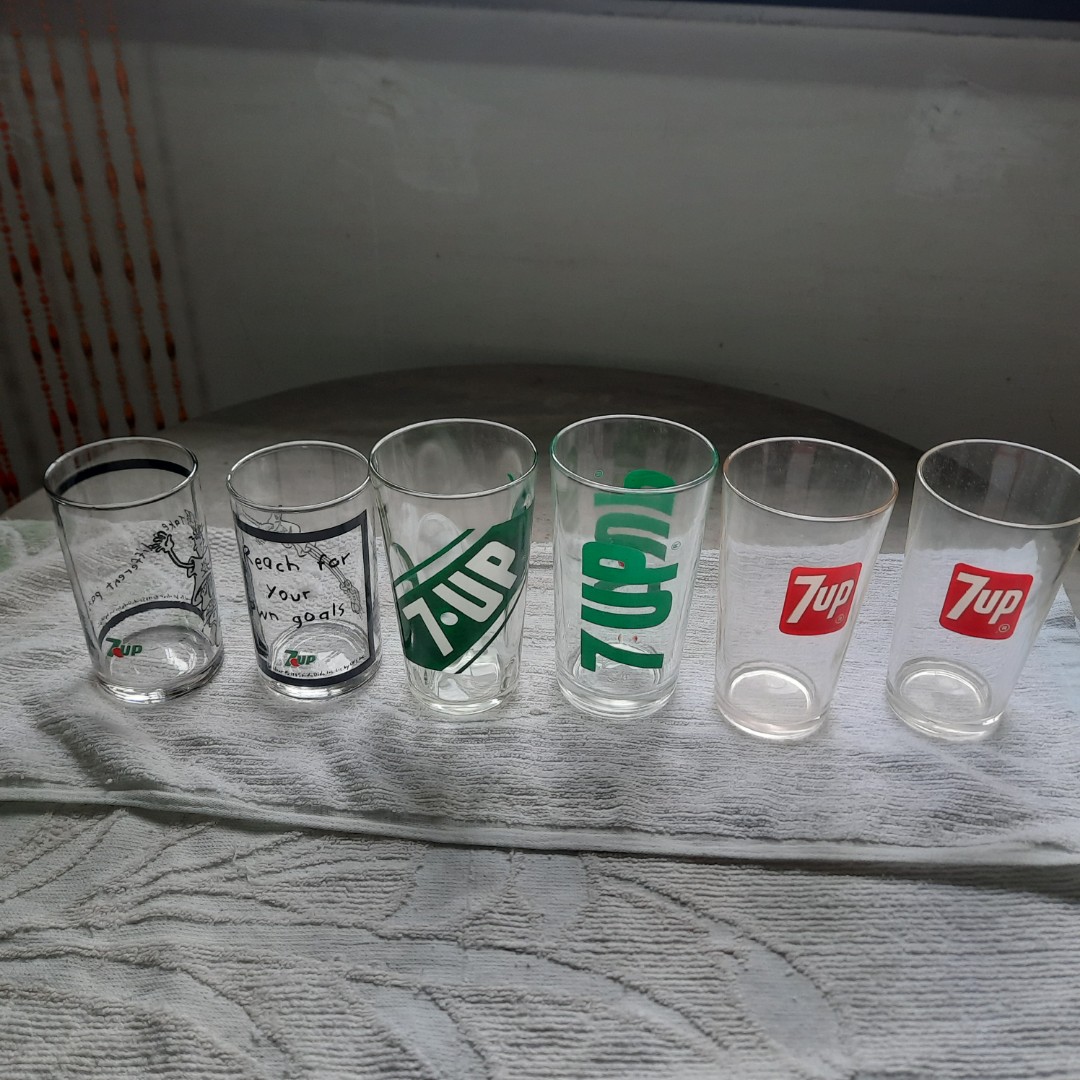 7UP drinking glasses, Hobbies & Toys, Memorabilia & Collectibles, Vintage Collectibles on Carousell