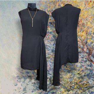 🔥 Assymetrical Black Designer Chiffon Dress