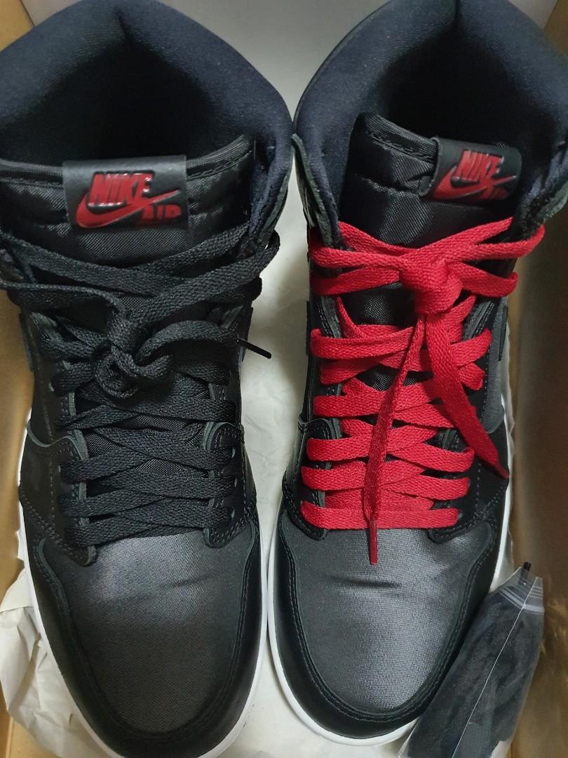 Air Jordan 1 Black Satin Gym Red Men s Fashion Footwear