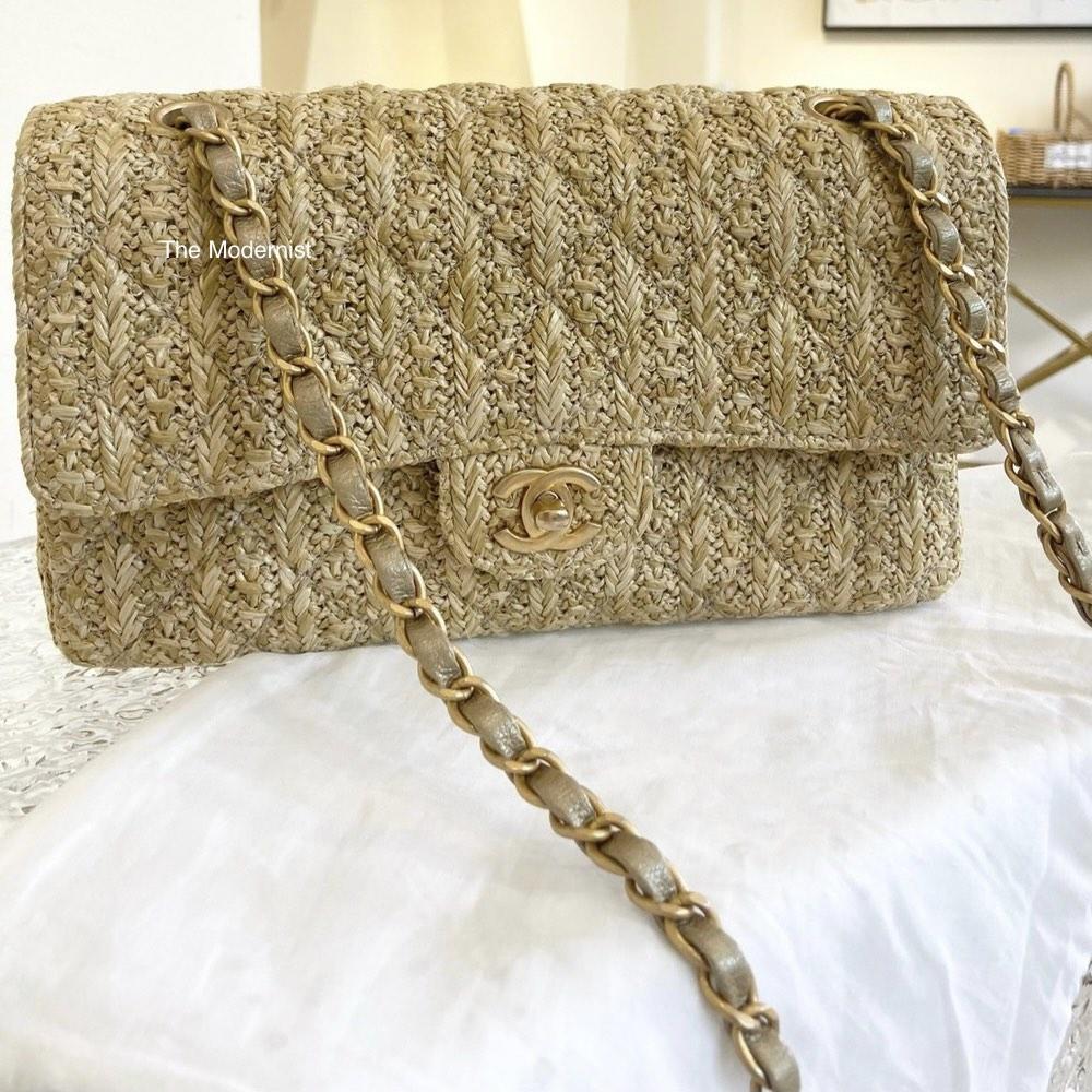 Chanel woven straw raffia sales