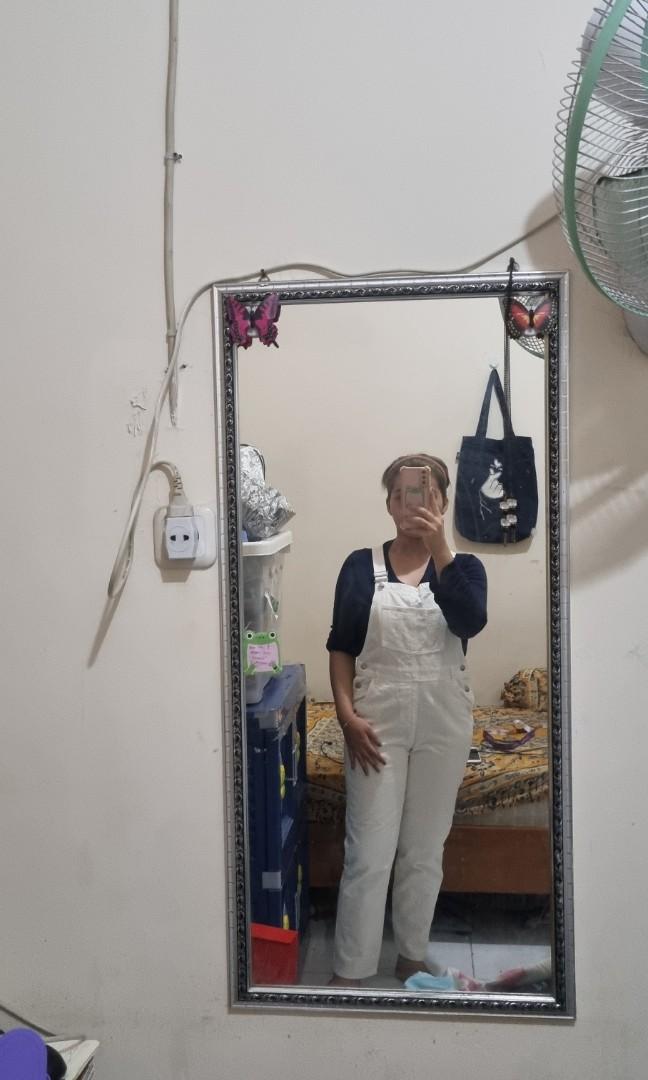 Baju kodok jeans putih panjang bahan tebal overall denim putih Fesyen Wanita Pakaian Wanita Jumpsuits di Carousell