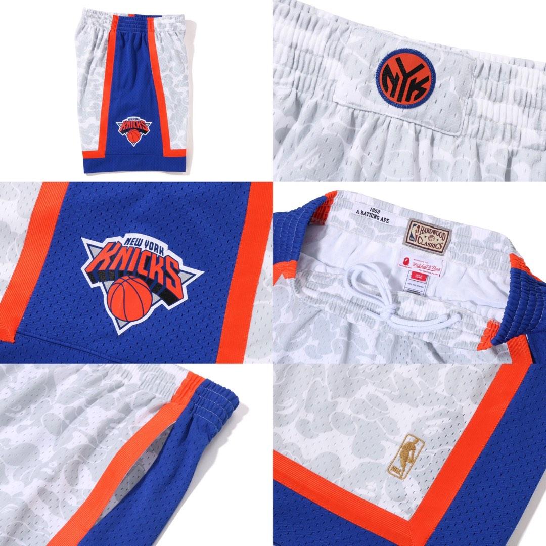 BAPE x Mitchell & Ness New York Knicks Shorts BlueBAPE x Mitchell & Ness  New York Knicks Shorts Blue - OFour