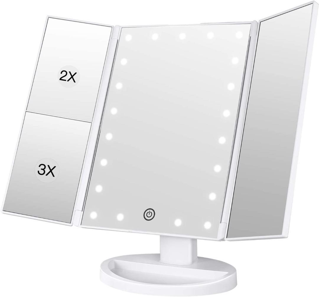 BESTOPE Pro Lighted Makeup Mirror 2X/3X Magnification Vanity Mirror Tri