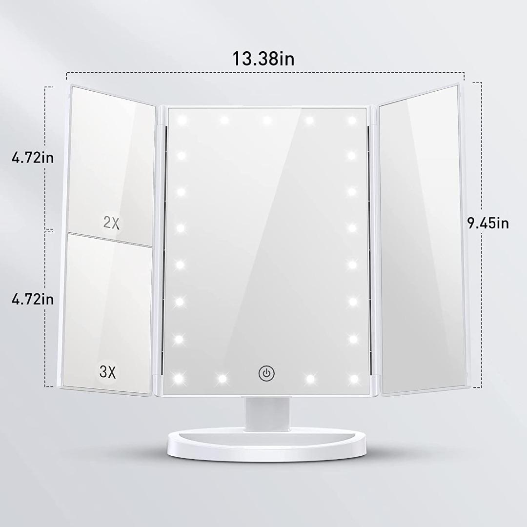 BESTOPE Pro Lighted Makeup Mirror 2X/3X Magnification Vanity Mirror Tri
