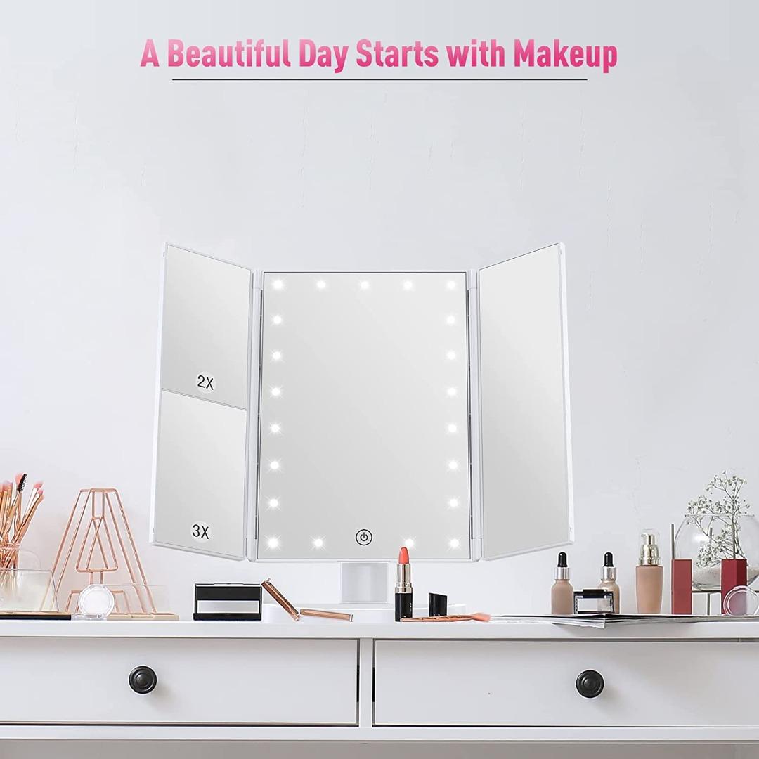 BESTOPE Pro Lighted Makeup Mirror 2X/3X Magnification Vanity Mirror Tri