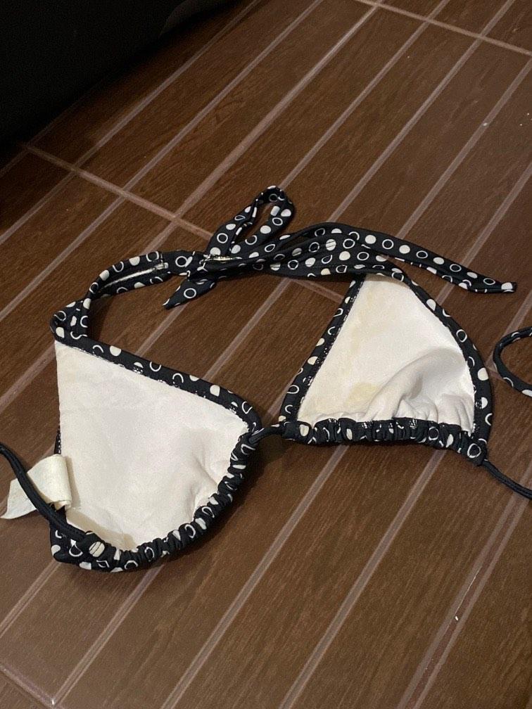Black n white polkadot tie bikini top, Women's Fashion, Swimwear