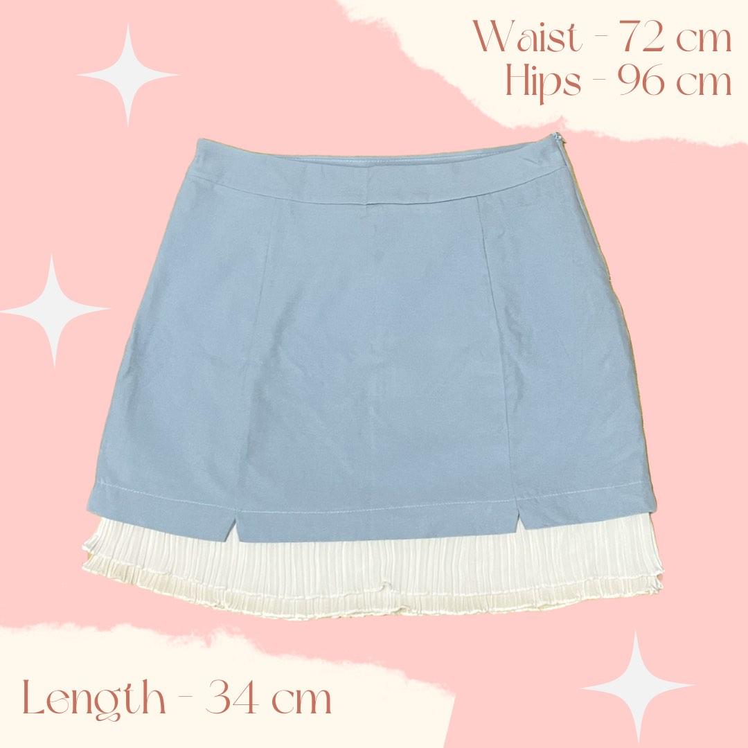 Blue Chiffon Trim Summer Skirt (Category: Skirts) located in Valenzuela. Submitted by cinnameow (Listing ID 1185886112, Image 2). Description: Best fits size L Length - 44 cm / 17.6 in Waist - 78 cm / 31 in Hips - 102 cm / 40.2 in.