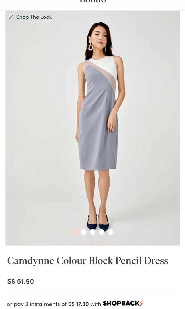 Camdynne Colour Block Pencil Dress Dusty Blue XS