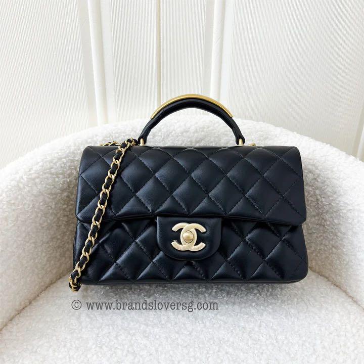 ✖️SOLD✖️ Chanel 22B Mini Rectangle with Top Handle in Black Stiff Lambskin  AGHW, Luxury, Bags & Wallets on Carousell