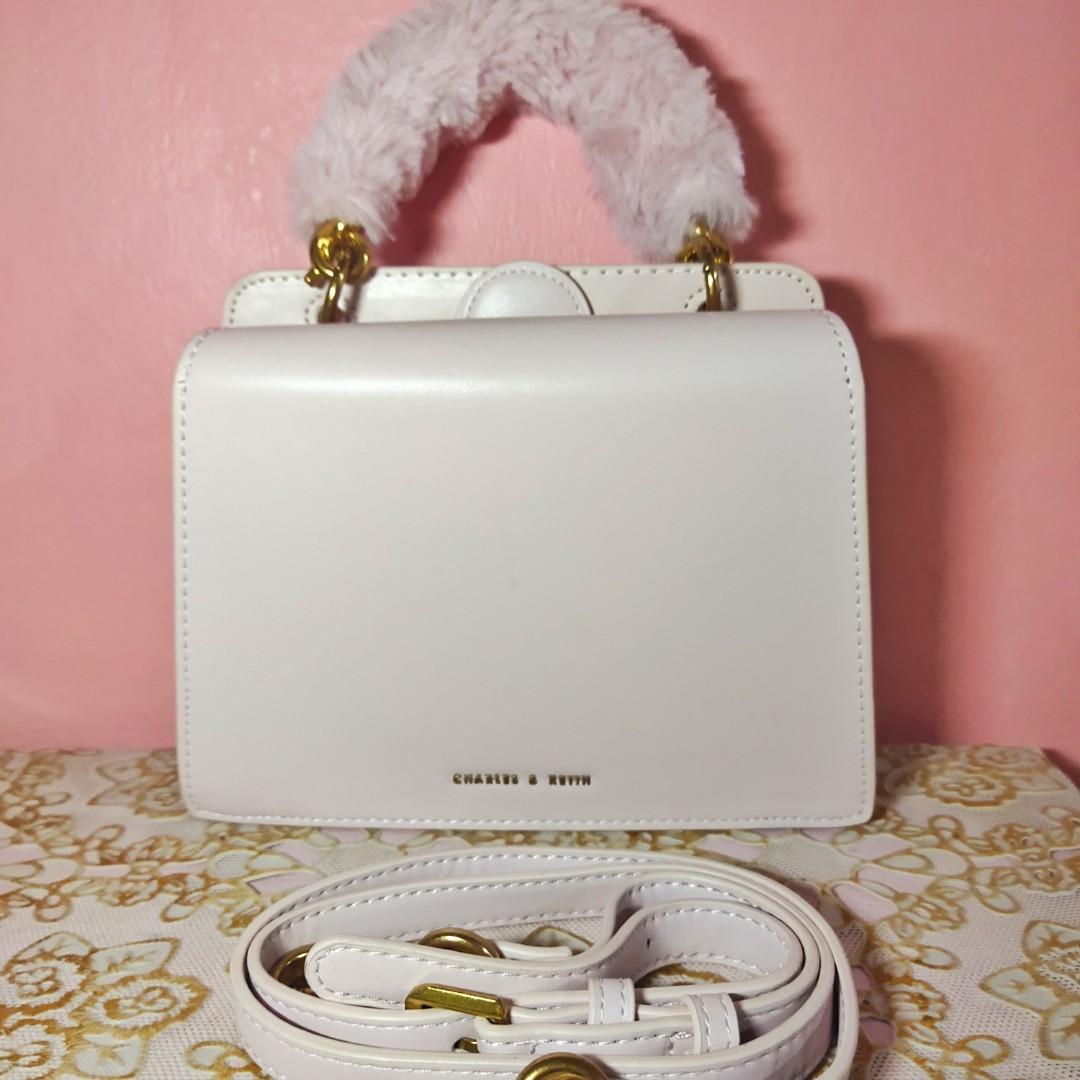 Charles Keith Pink Fur Handle Bag