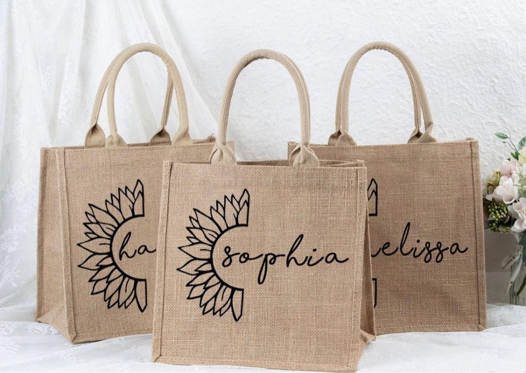 Custom printed jute bags on sale