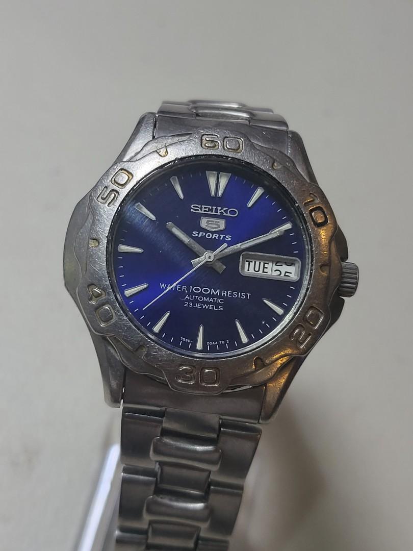 Classic Seiko 5 Sports Blue Dial 7S36-00A0, Men's Fashion, Watches ...