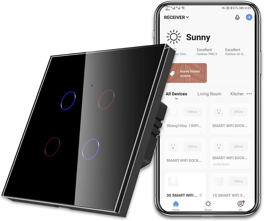 CNBINGO Smart Touch Light Switch, Work with Alexa, Google Home, Smart