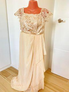 Cream/Beige Floral Long Gown/Maxi Dress For Events/ Weddings for Ninangs