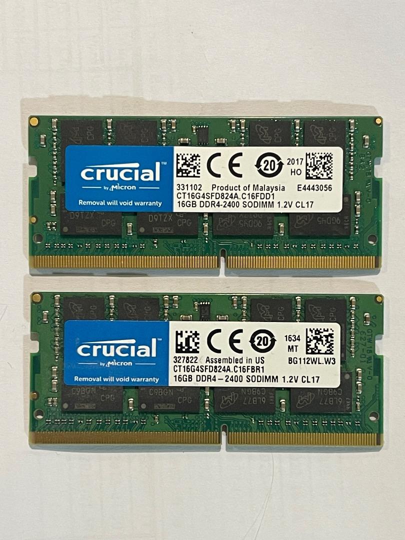 Crucial 16GB DDR4-2400 SODIMM Memory (CT16G4SFD824A) NEW