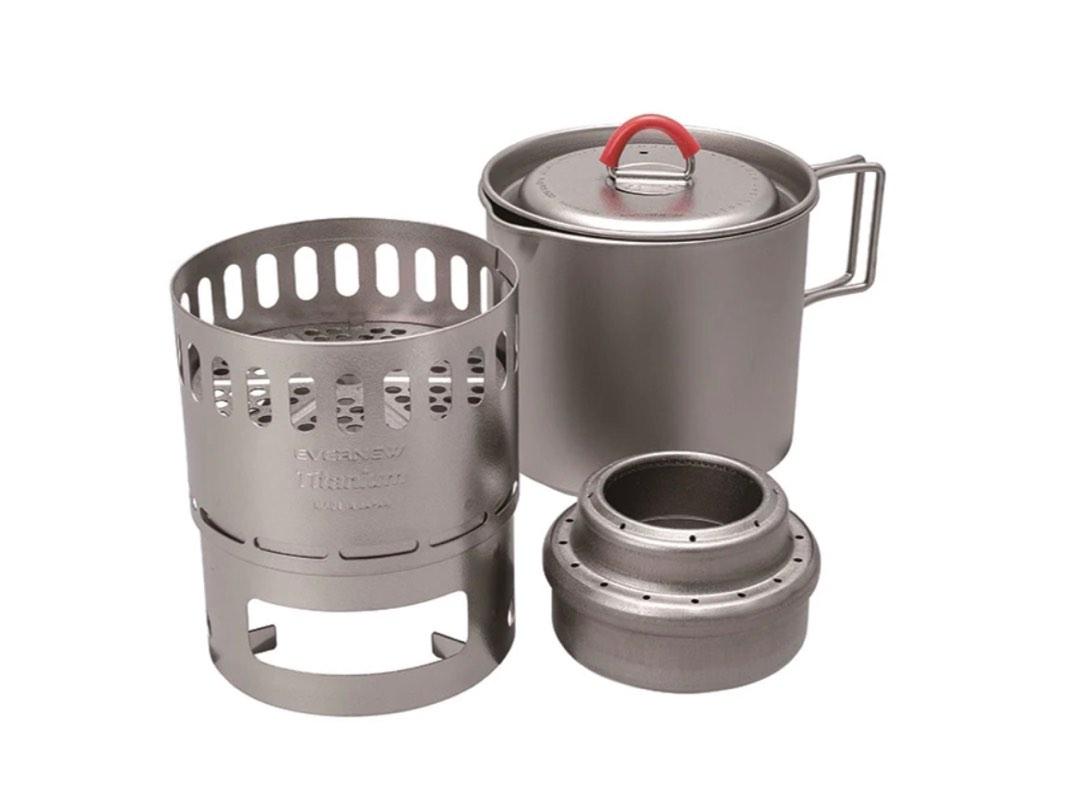 EVERNEW Ti Mug Pot 500 Stove Set ECA538 鈦金屬酒精爐頭連爐架及0.5L 