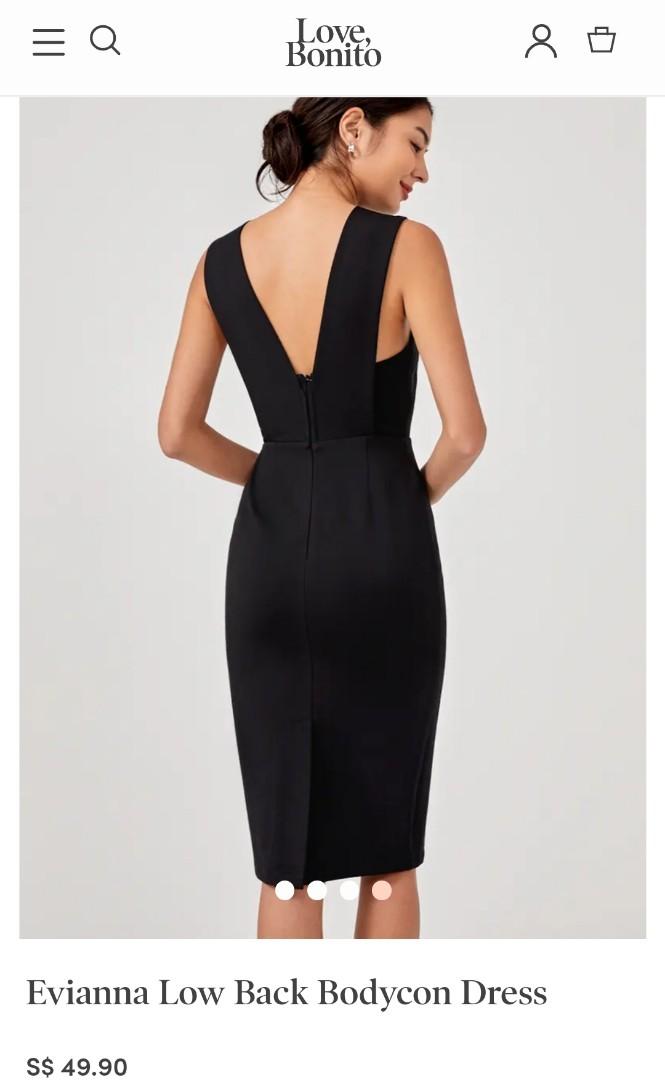 Evianna Low Back Bodycon Dress Black XS