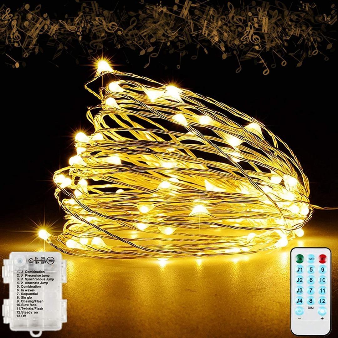 Fairy Lights, 66FT 200 LED String Lights Battery Operated 12 Modes with  Remote Control Music Sync Sound Activated and Timer Twinkle Waterproof  Starry Lights for Indoor Outdoor Christmas Decorations, Furniture  Home