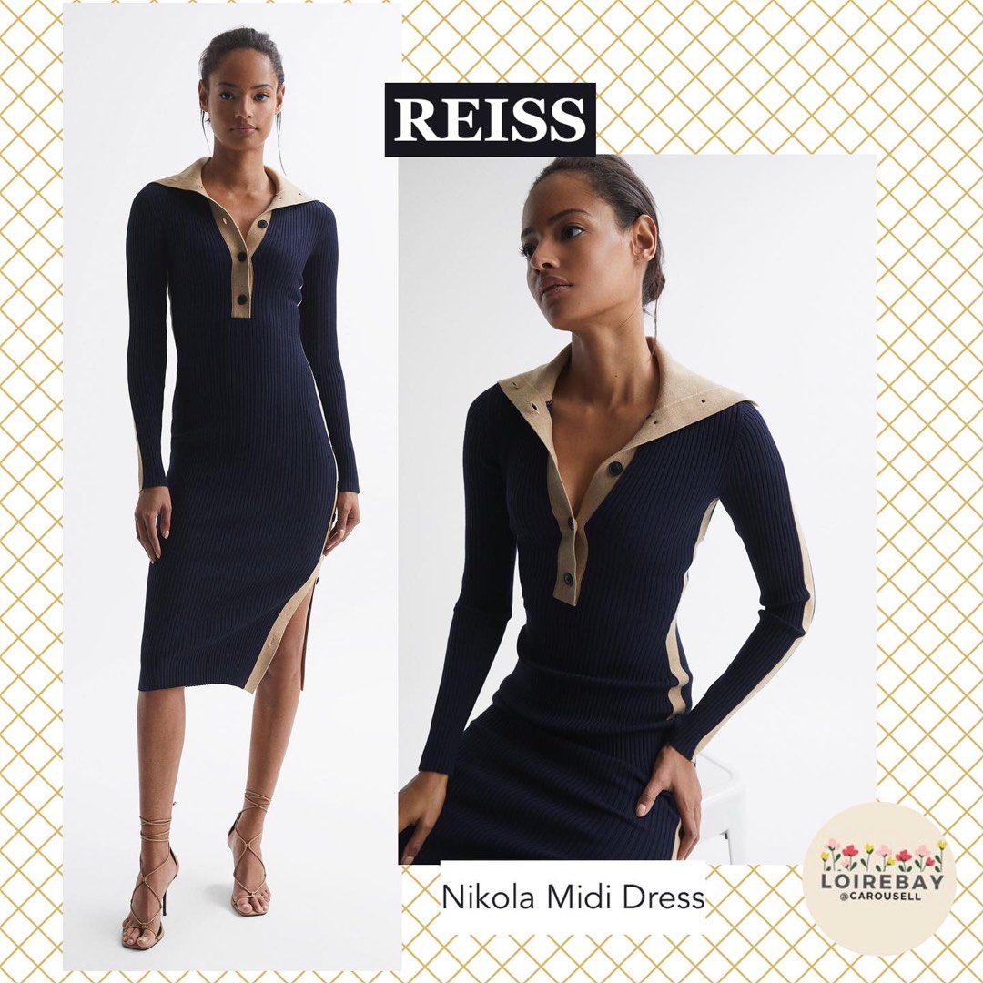 Reiss Giana High Neck Draped Midi Dress - REISS