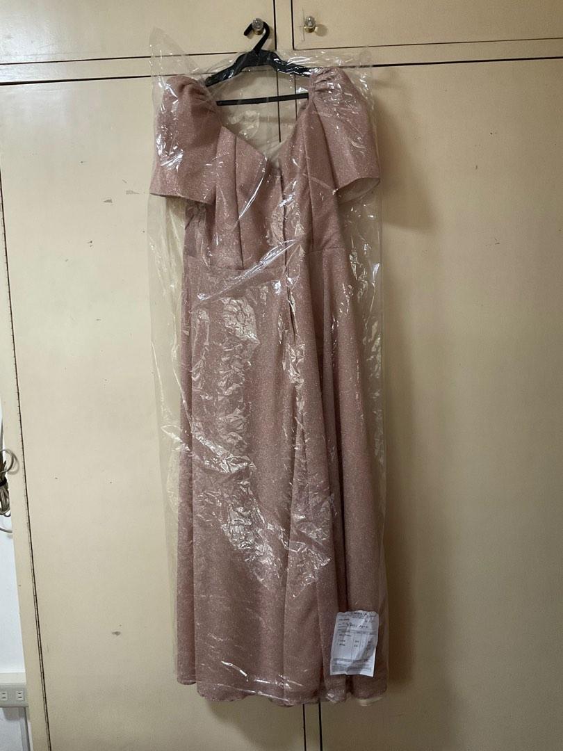 Filipiniana Metallic Blush Dress, Women's Fashion, Dresses & Sets, Evening dresses & gowns on