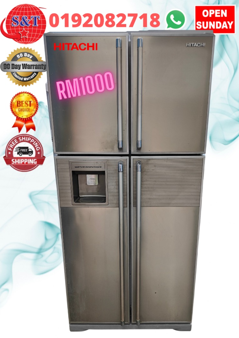 FRIDGE SIDE BY SIDE HITACHI SILVER, TV & Home Appliances, Kitchen