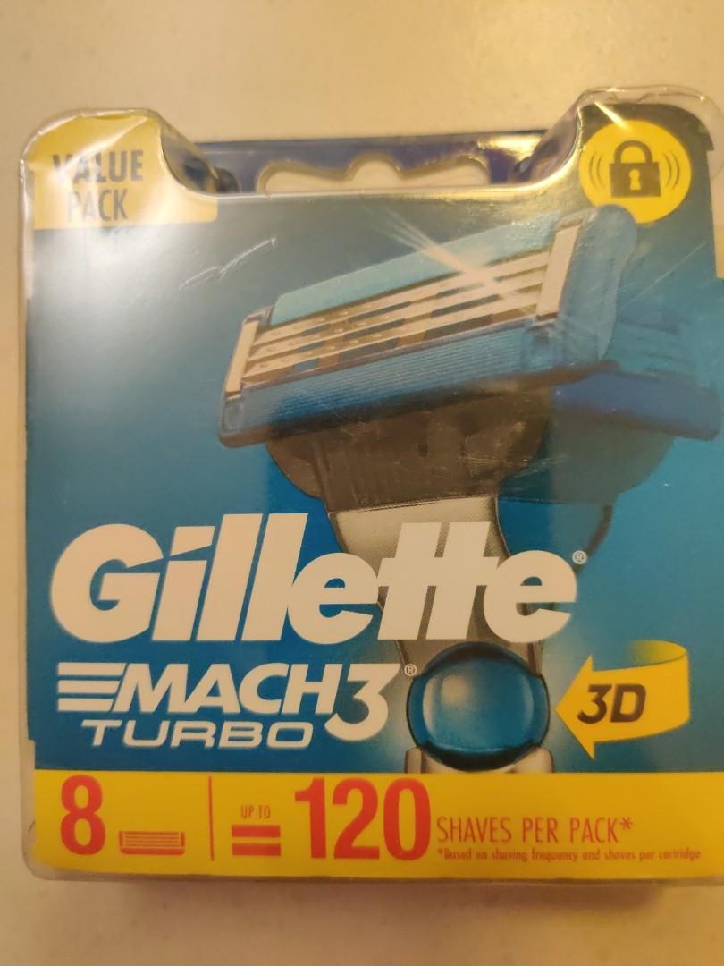 Gillette Mach3 Turbo blades, pack of 8, Beauty & Personal Care, Men's ...