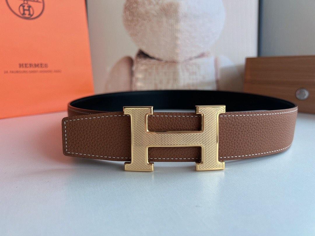 HERMES DOUBLE SIDED BELT 3.8cm GOLD BROWN (3 COLOUR), Men's Fashion,  Watches u0026 Accessories, Belts on Carousell