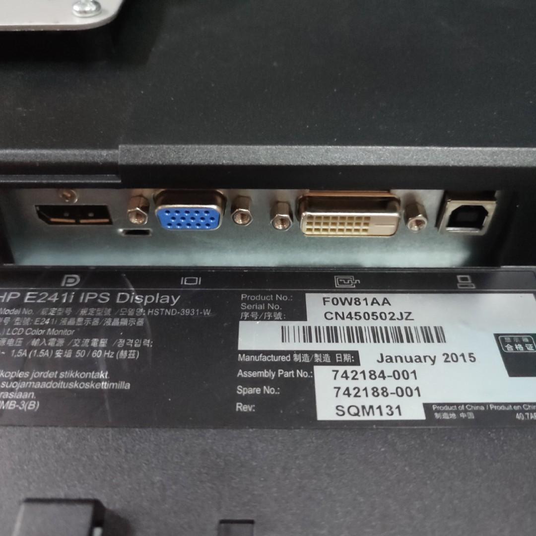 HP 24 inch E241i monitor No Stand, Computers & Tech, Parts