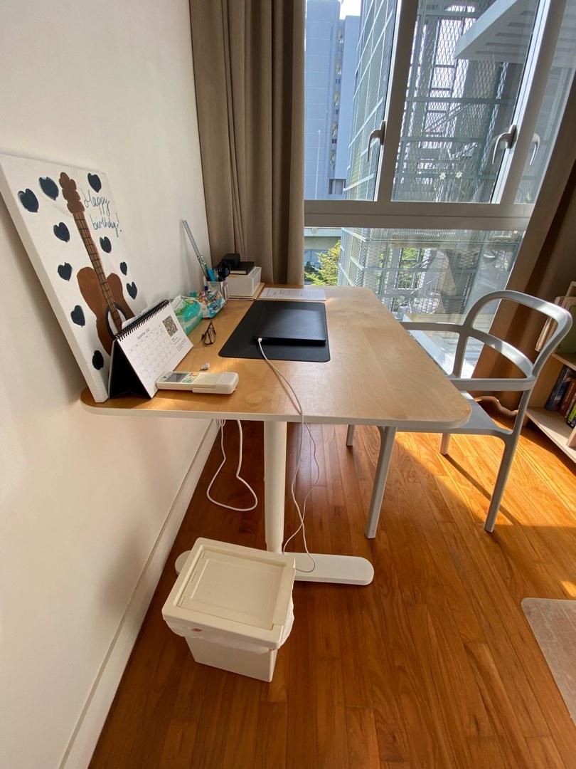 Ikea adjustable height study table., Furniture & Home Living, Furniture