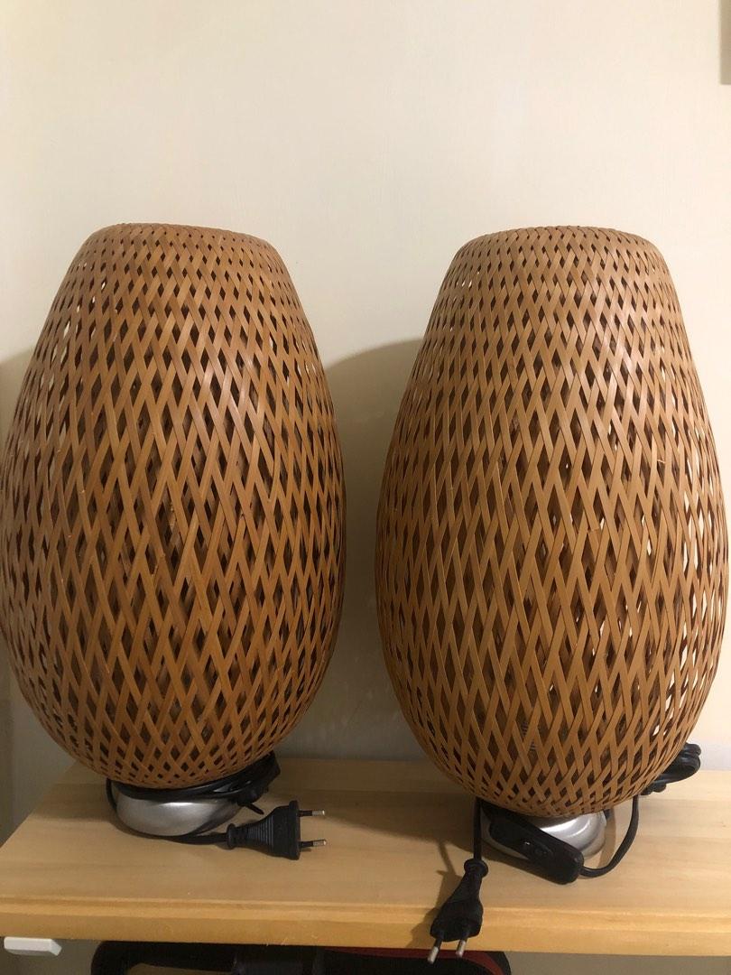 IKEA Boja bedside table rattan lamp on Carousell