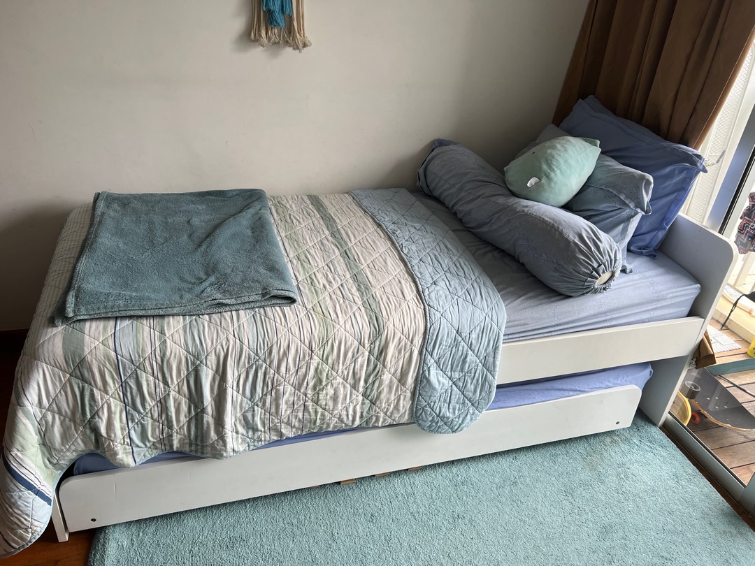 Ikea SLAKT Single bed frame with pull out bed, Furniture & Home Living, Furniture, Bed Frames