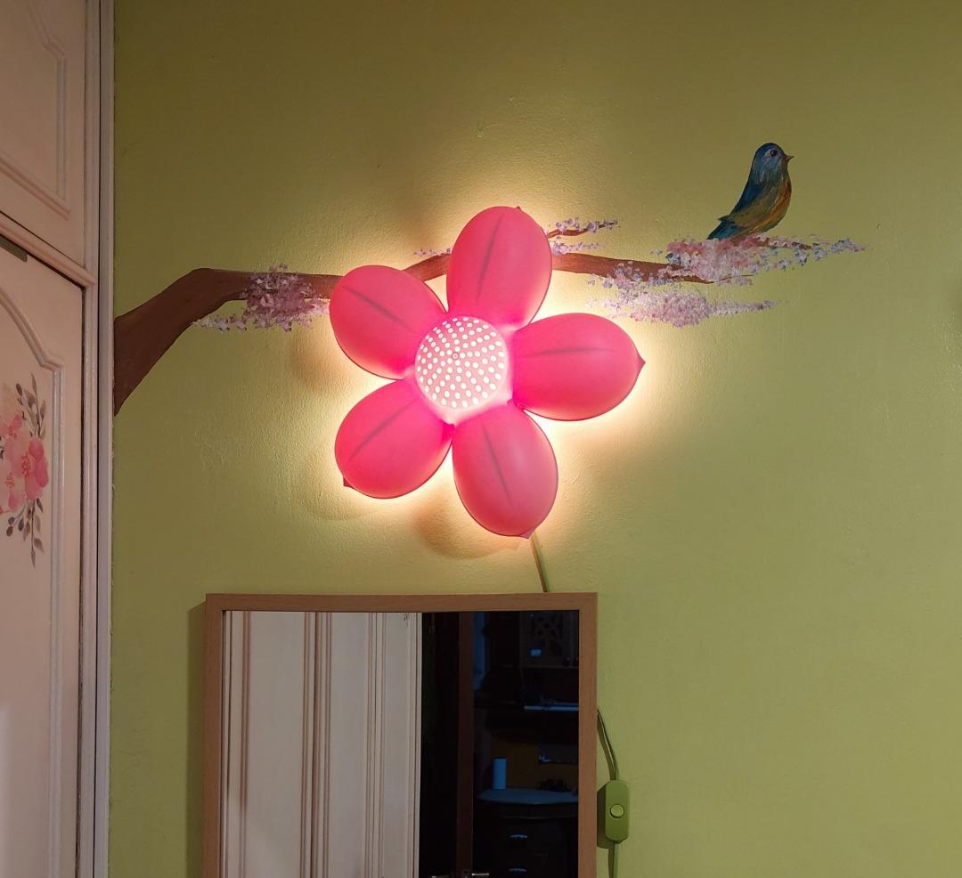 Ikea Smila Blomma Pink Flower Wall Lamp, Furniture & Home Living