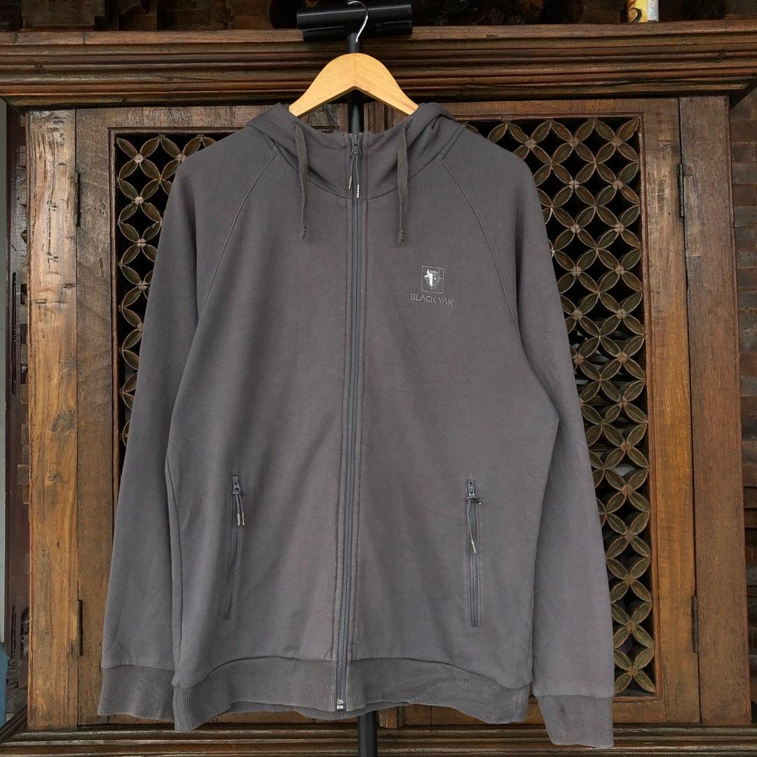 Jaket Hoodie Zipper Black Yak Grey Original Second Fesyen Pria